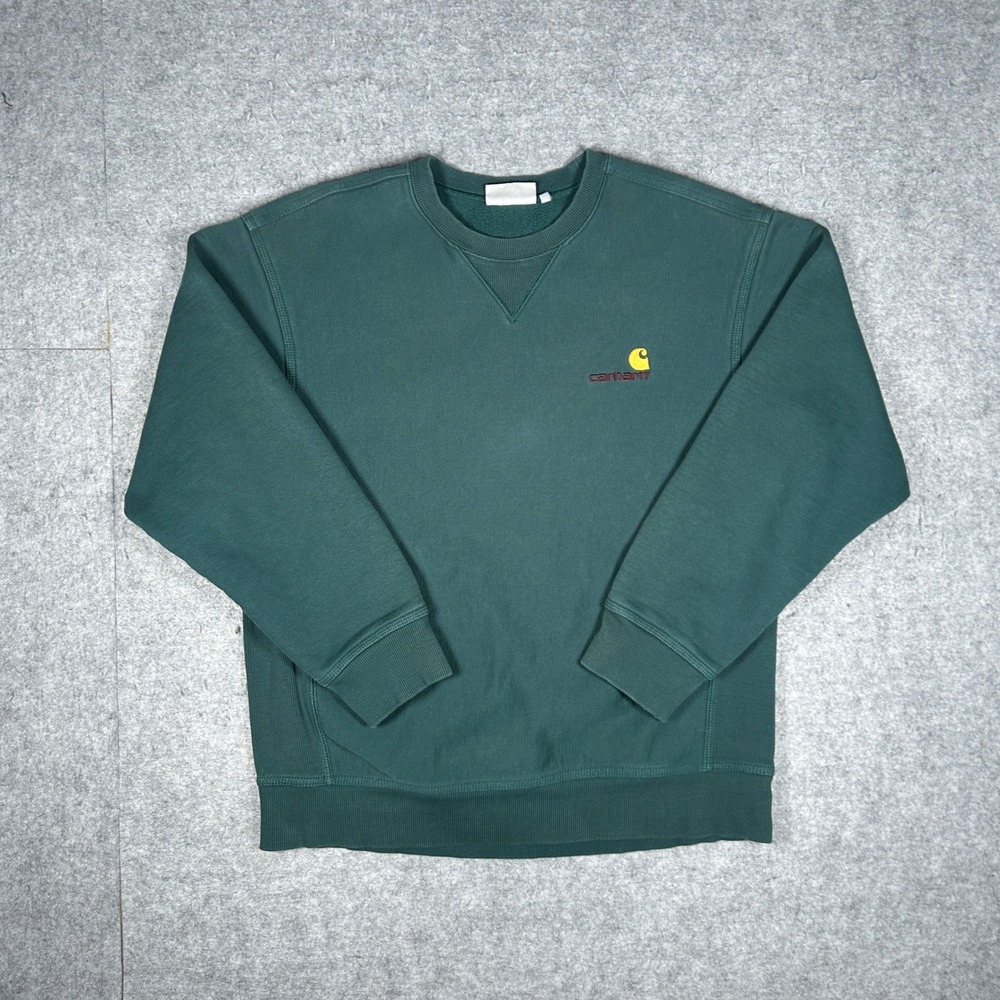 Carhartt WIP Sweatshirt Men M Green American Script Pullover Crewneck Streetwear